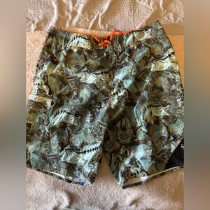 Guy Harvey Camouflage Swim Shorts with Orange Drawstring